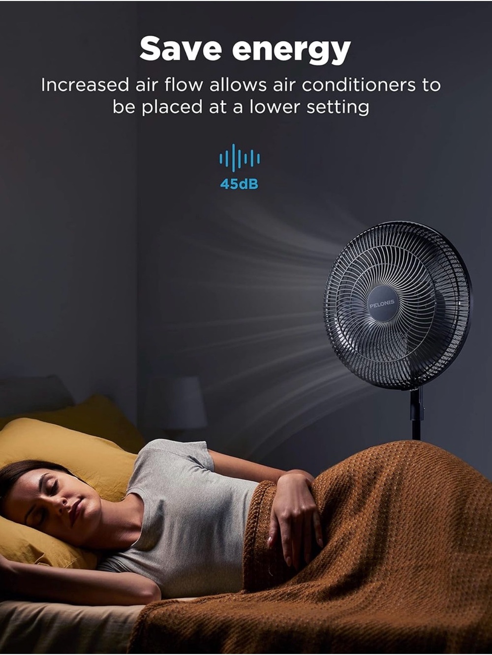 Pelonis Black Oscillating Pedestal Fan - Picture 5 of 11